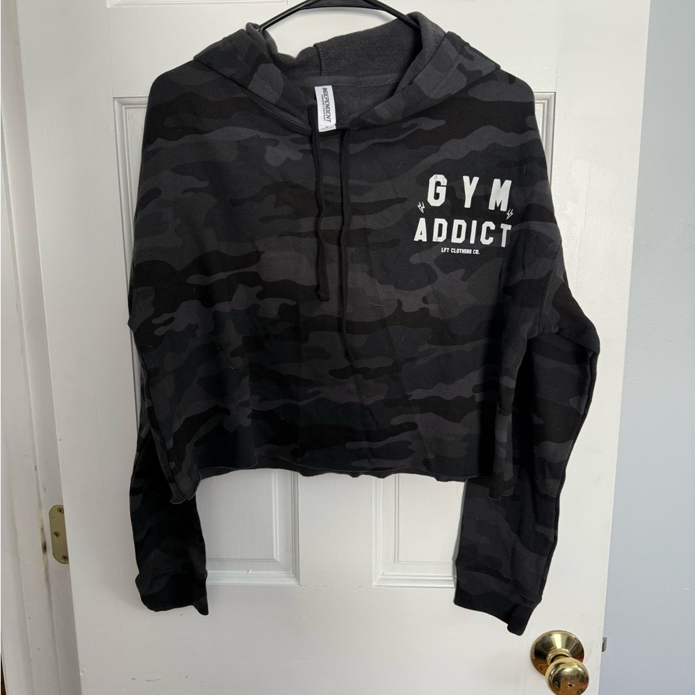 Gym Addict Black Camo Hoodie